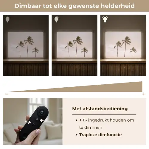 Palmbomen - Zonsondergang - Roze Light Box met batterij (Wandlamp) middel -USP_dimbaarNL