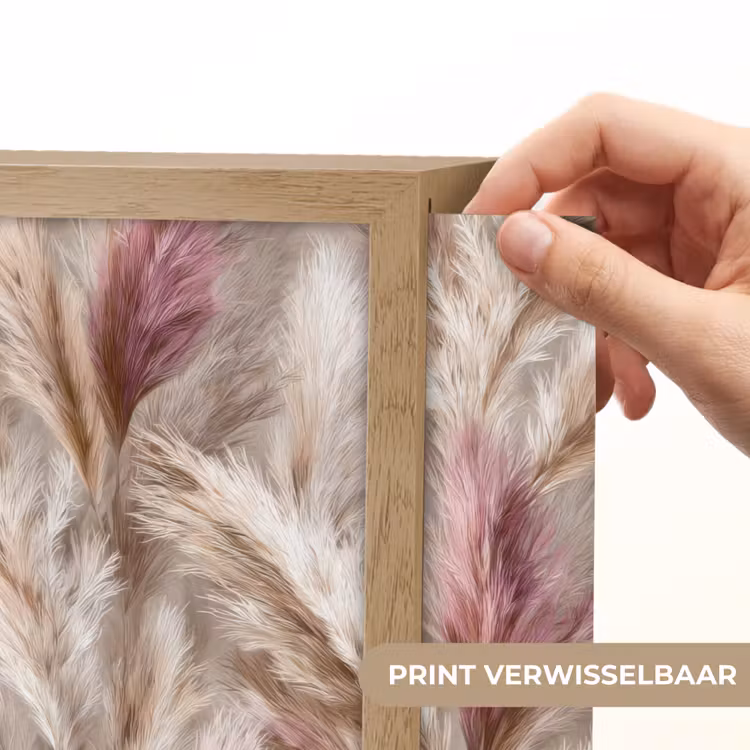 Pampasgras - Pluizig - Kleurrijk Light Box met batterij (Wandlamp) middel 907 -USP_websiteprintNL
