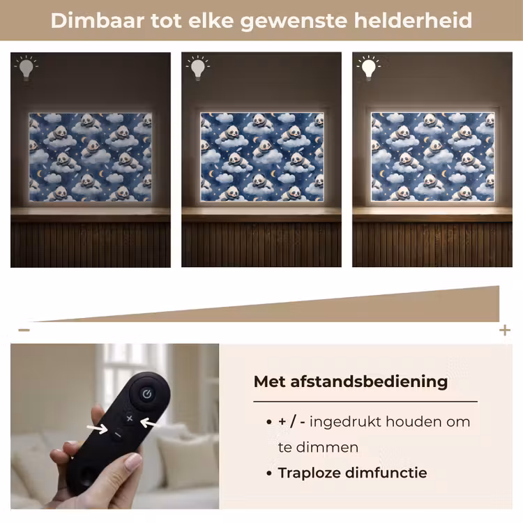 Panda's - Slapen - Blauw Light Box met batterij (Wandlamp) middel 907 -USP_dimbaarNL