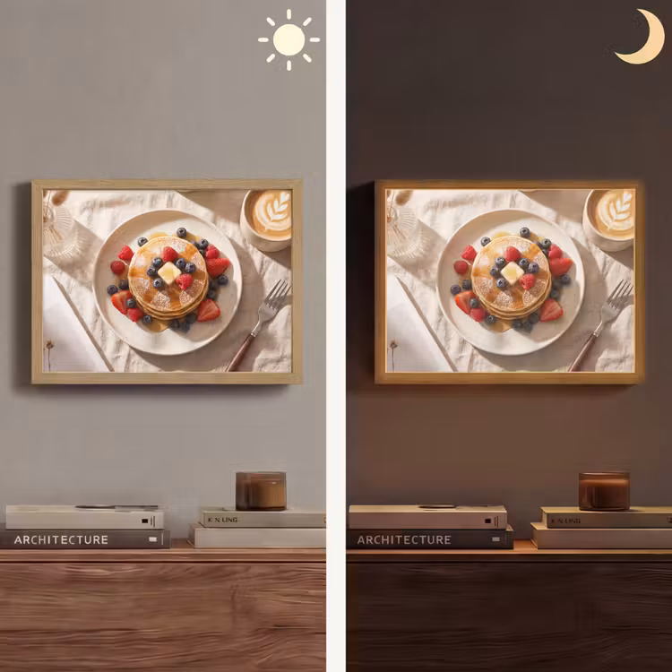 Pannenkoeken - Bessen - Ontbijt - Modern - Beige Light Box met batterij (Wandlamp) middel -sfeer3