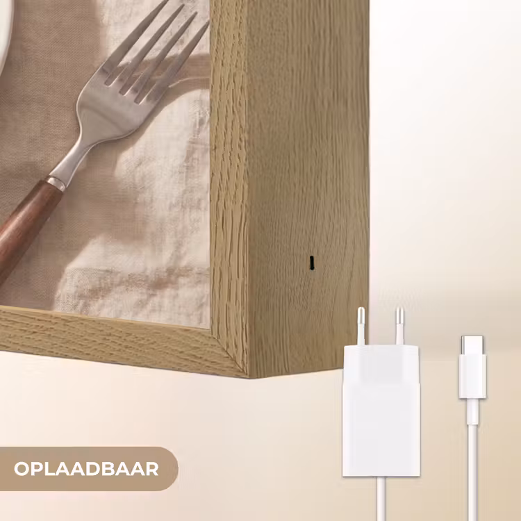 Pannenkoeken - Bessen - Ontbijt - Modern - Beige Light Box met batterij (Wandlamp) middel -USP_websiteoplaadbaarNL