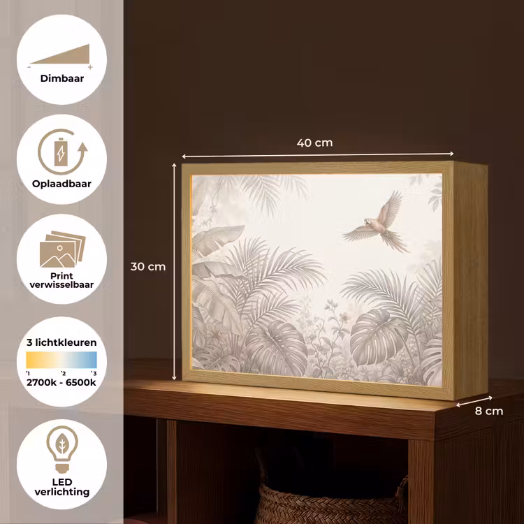 Papagaai - Jungle - Tropisch Light Box met batterij (Wandlamp) middel -USP_websiteoverzichtNL