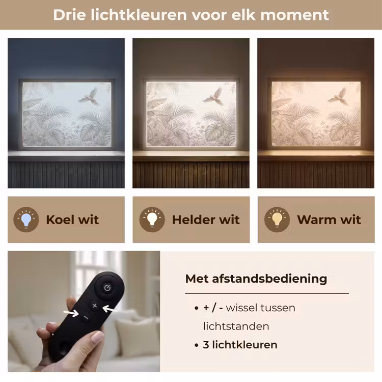 Papagaai - Jungle - Tropisch Light Box met batterij (Wandlamp) middel -USP_lichtkleurNL
