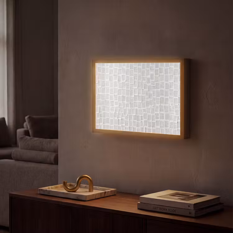 Papier - Overlappend - Textuur - Modern - Wit Light Box met batterij (Wandlamp) middel -sfeer1