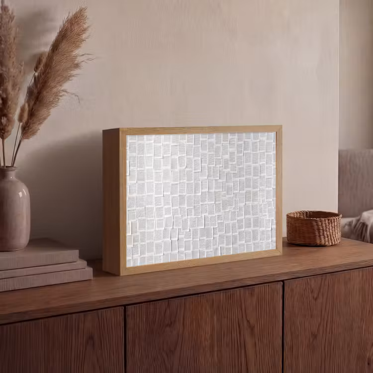 Papier - Overlappend - Textuur - Modern - Wit Light Box met batterij (Wandlamp) middel -sfeer2