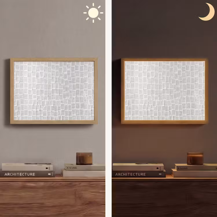 Papier - Overlappend - Textuur - Modern - Wit Light Box met batterij (Wandlamp) middel -sfeer3