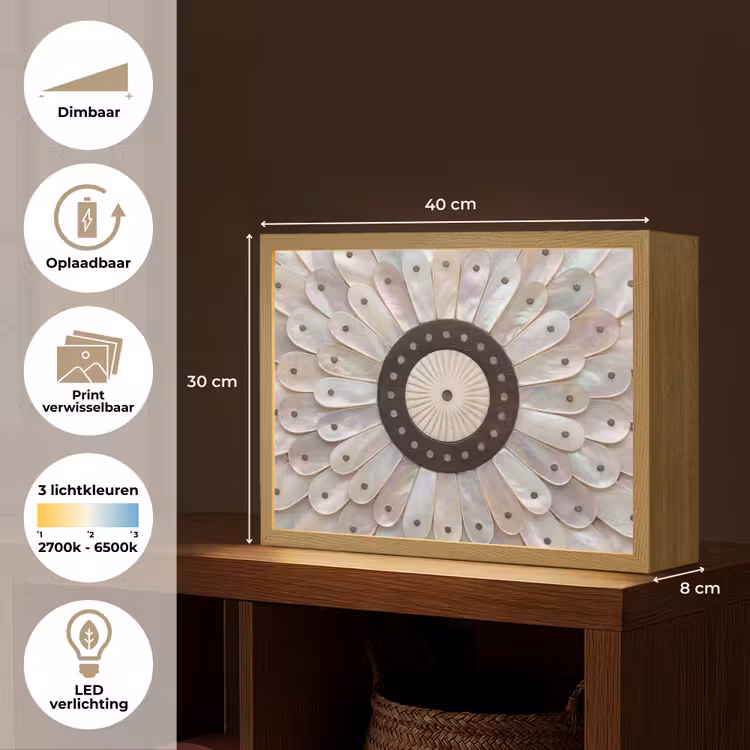 Parelmoer - Patroon - Decoratie - Ambacht - Wit Light Box met batterij (Wandlamp) middel -USP_websiteoverzichtNL