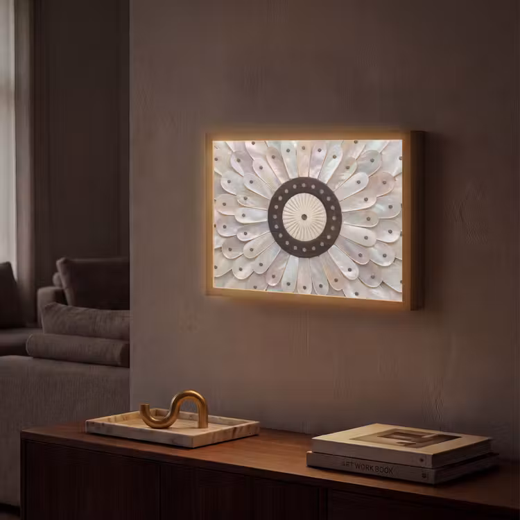 Parelmoer - Patroon - Decoratie - Ambacht - Wit Light Box met batterij (Wandlamp) middel -sfeer1