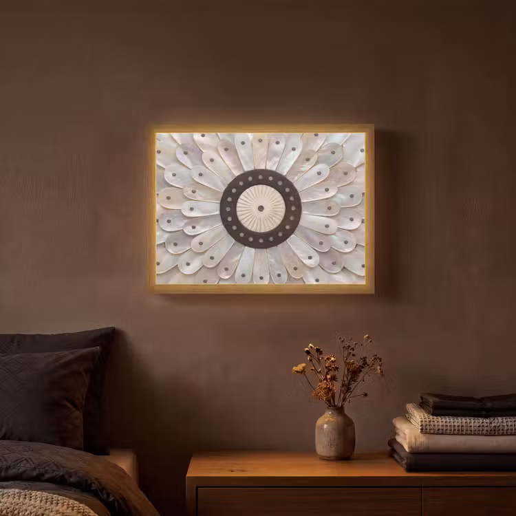 Parelmoer - Patroon - Decoratie - Ambacht - Wit Light Box met batterij (Wandlamp) middel -sfeer4