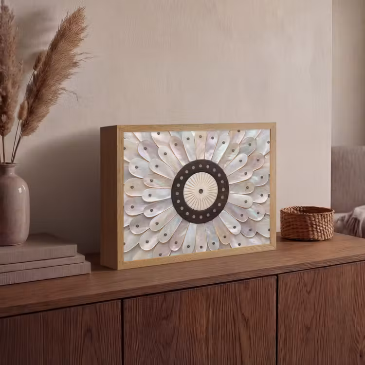 Parelmoer - Patroon - Decoratie - Ambacht - Wit Light Box met batterij (Wandlamp) middel -sfeer2