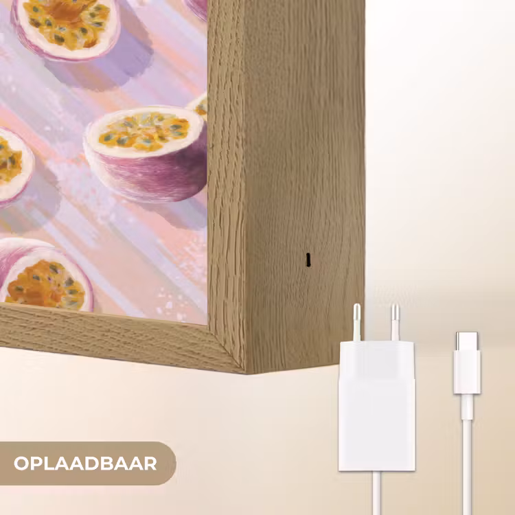 Passievrucht - Tropisch - Paars Light Box met batterij (Wandlamp) middel 907 -USP_websiteoplaadbaarNL