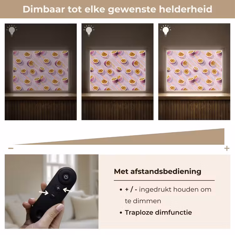 Passievrucht - Tropisch - Paars Light Box met batterij (Wandlamp) middel 907 -USP_dimbaarNL