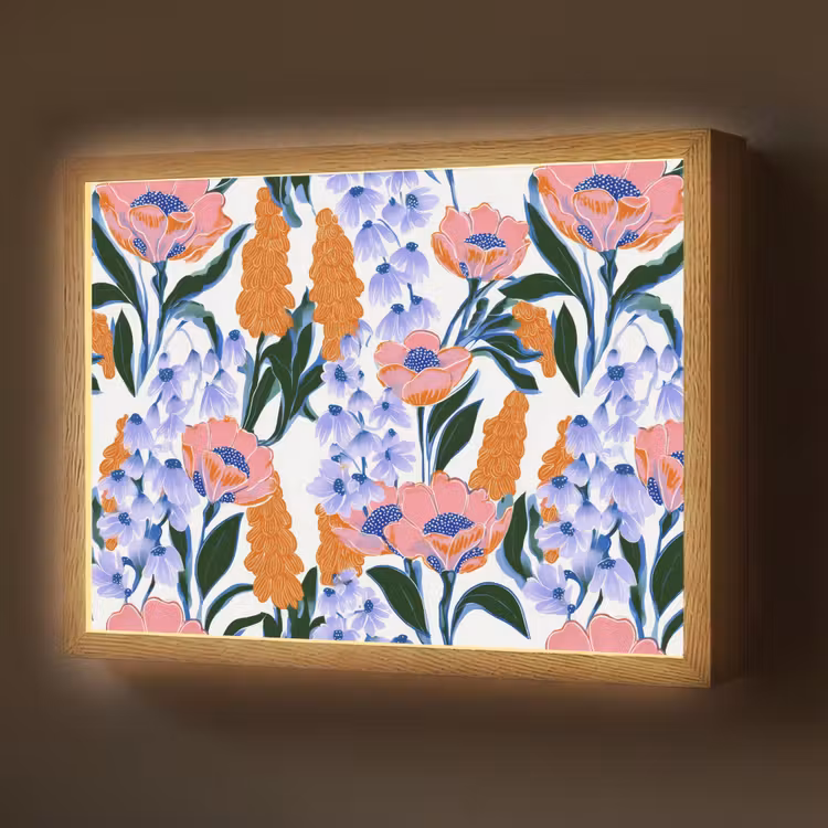 Patroon - Aquarel - Kleurrijk Light Box met batterij (Wandlamp) middel 907 -z3d_website