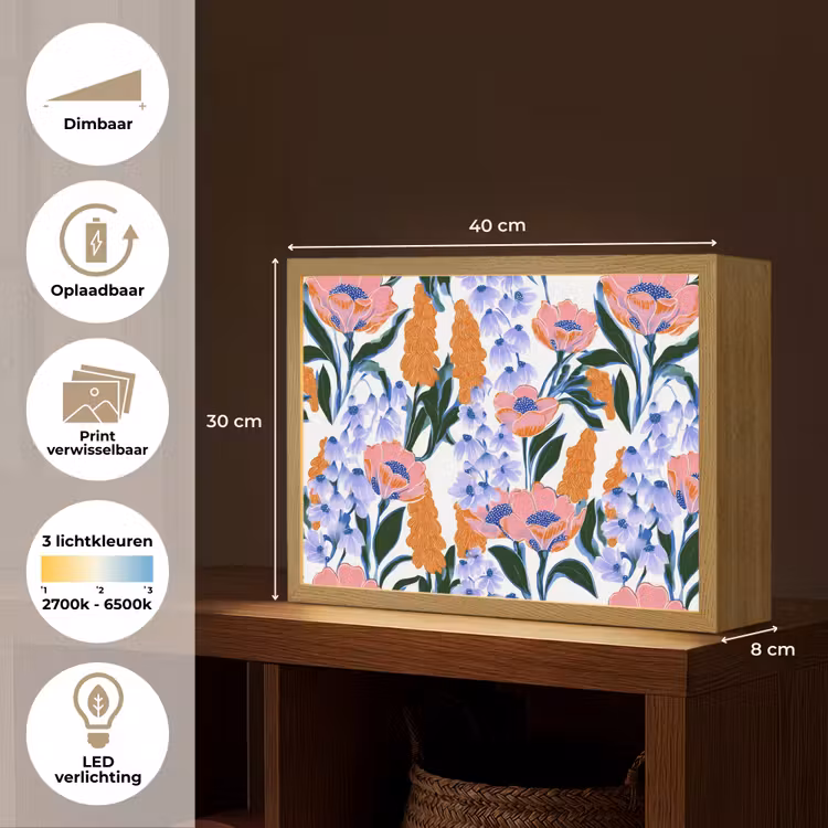 Patroon - Aquarel - Kleurrijk Light Box met batterij (Wandlamp) middel 907 -USP_websiteoverzichtNL