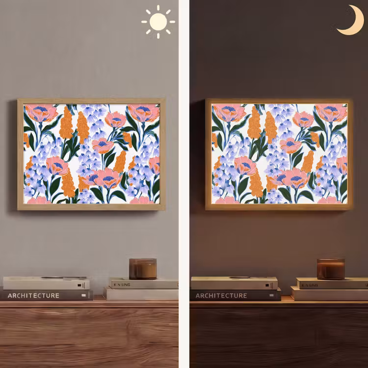 Patroon - Aquarel - Kleurrijk Light Box met batterij (Wandlamp) middel 907 -sfeer3