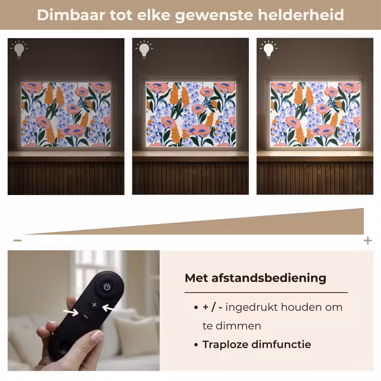 Patroon - Aquarel - Kleurrijk Light Box met batterij (Wandlamp) middel 907 -USP_dimbaarNL