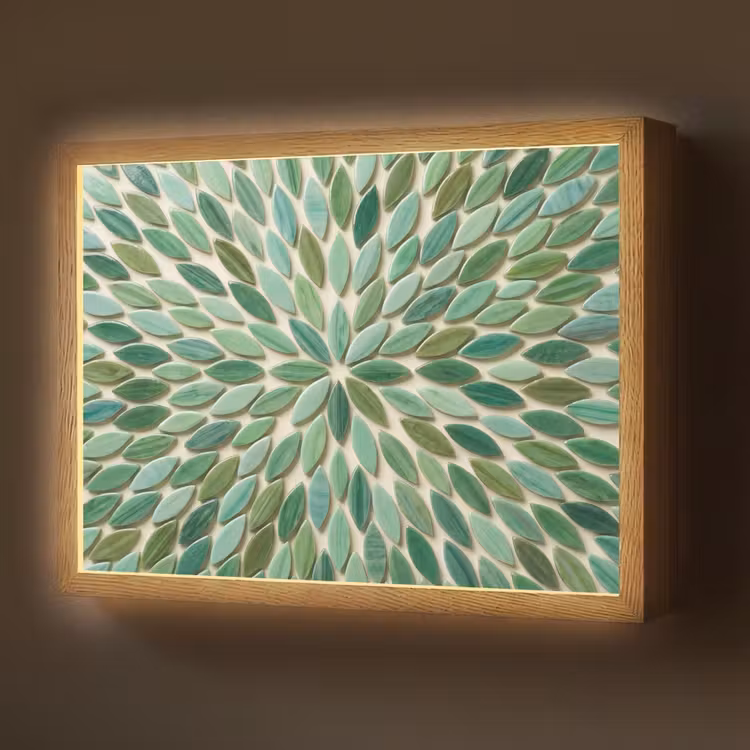 Patroon - Blad - Groen - Abstract Light Box met batterij (Wandlamp) middel -z3d_website