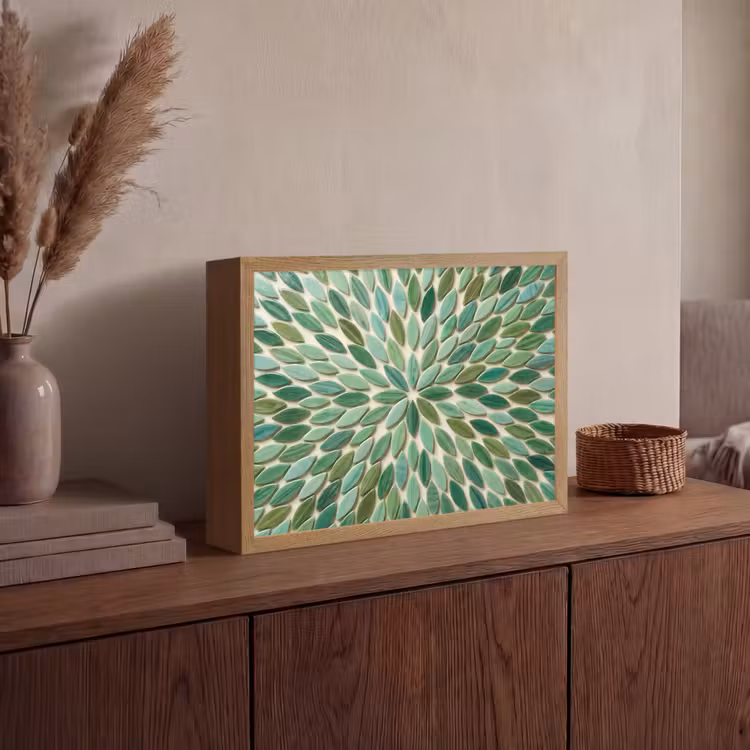Patroon - Blad - Groen - Abstract Light Box met batterij (Wandlamp) middel -sfeer2