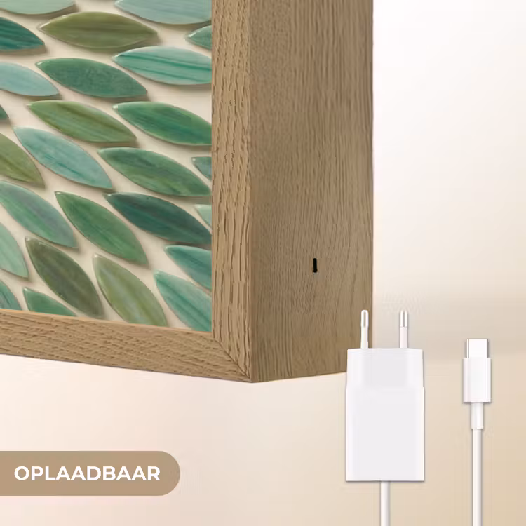 Patroon - Blad - Groen - Abstract Light Box met batterij (Wandlamp) middel -USP_websiteoplaadbaarNL