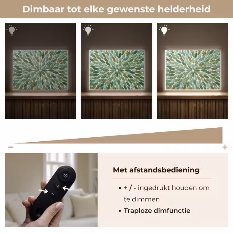 Patroon - Blad - Groen - Abstract Light Box met batterij (Wandlamp) middel -USP_dimbaarNL