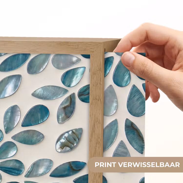 Patroon - Bladeren - Abstract - Modern - Turquoise Light Box met batterij (Wandlamp) middel -USP_websiteprintNL