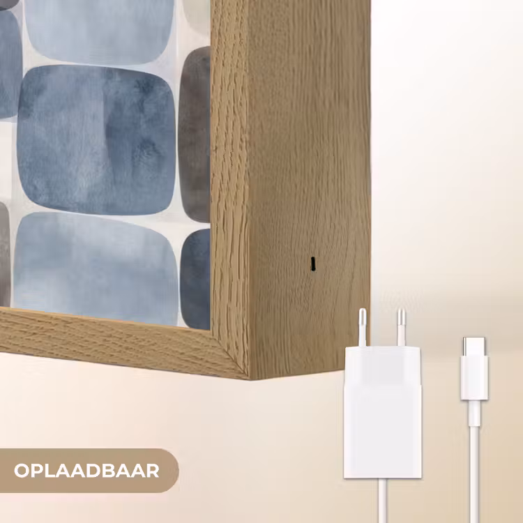 Patroon - Blauw - Vierkanten Light Box met batterij (Wandlamp) middel -USP_websiteoplaadbaarNL
