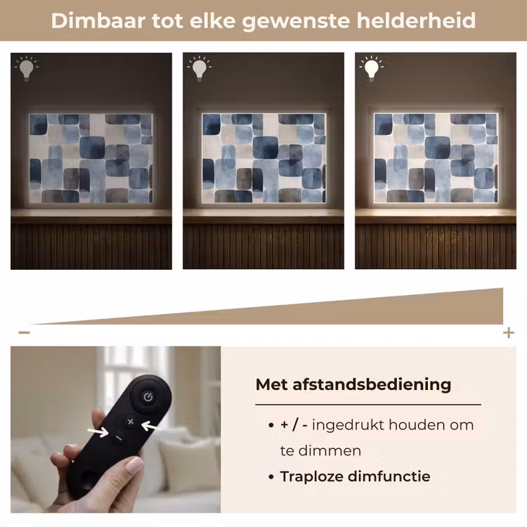 Patroon - Blauw - Vierkanten Light Box met batterij (Wandlamp) middel -USP_dimbaarNL