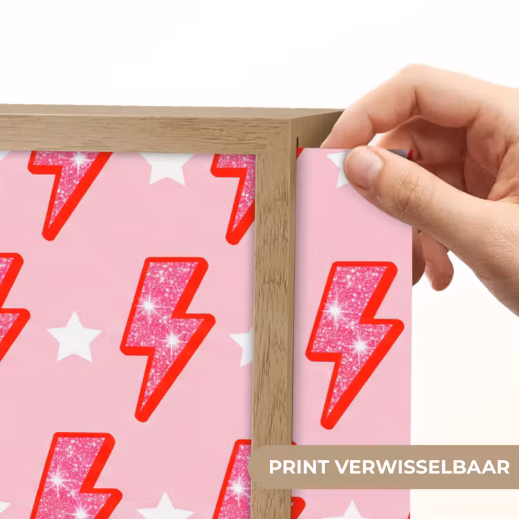 Patroon - Bliksem - Ster - Glitter - Roze Light Box met batterij (Wandlamp) middel -USP_websiteprintNL