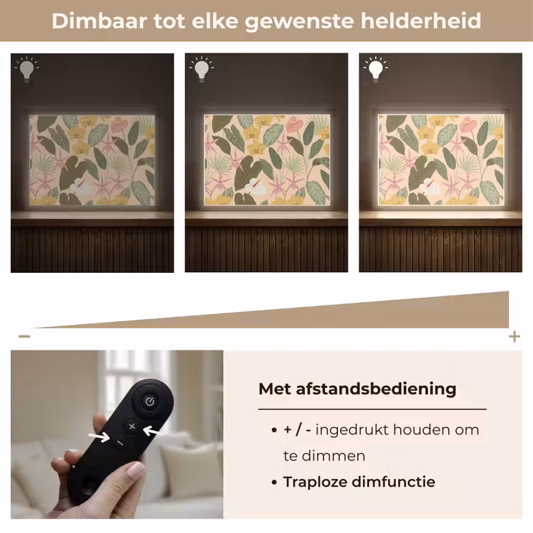 Patroon - Bloemen - Kleurrijk Light Box met batterij (Wandlamp) middel -USP_dimbaarNL