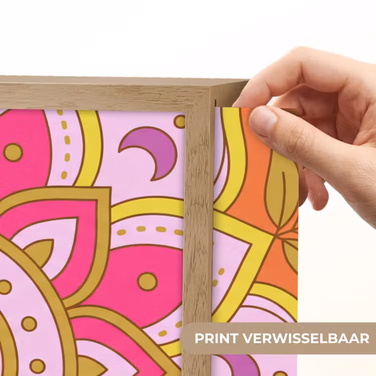 Patroon - Bloemmotief - Decoratie - Abstract - Roze Light Box met batterij (Wandlamp) middel -USP_websiteprintNL