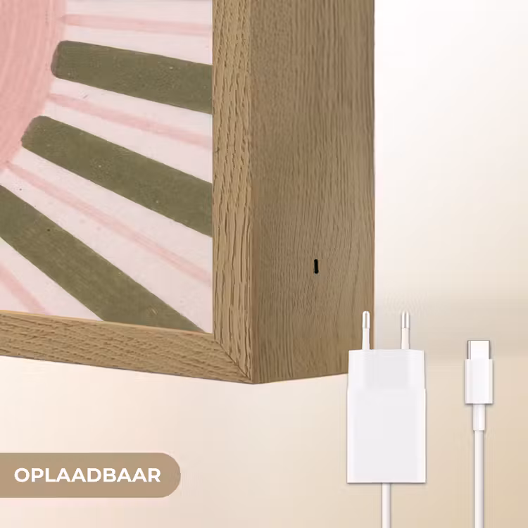 Patroon - Cirkel - Stralen - Abstract - Roze Light Box met batterij (Wandlamp) middel -USP_websiteoplaadbaarNL