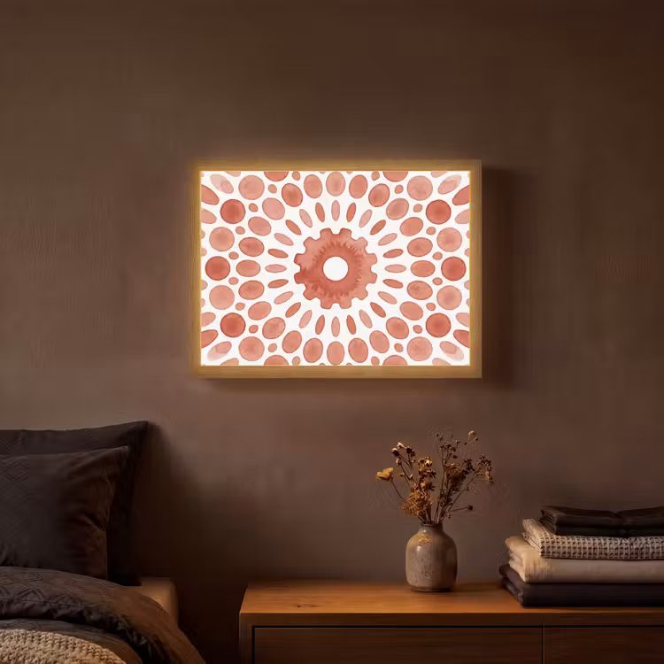Patroon - Cirkels - Abstract - Modern - Rood Light Box met batterij (Wandlamp) middel -sfeer4