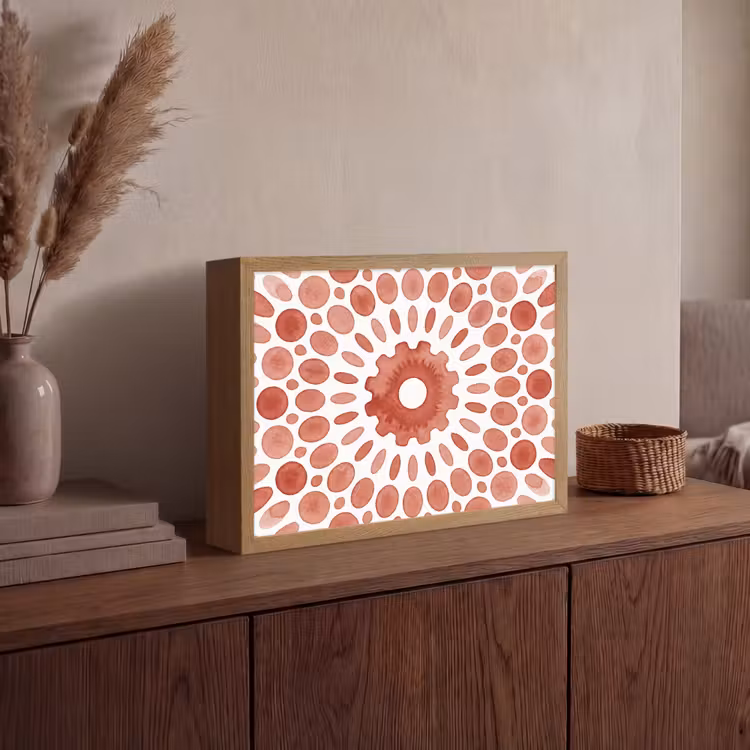 Patroon - Cirkels - Abstract - Modern - Rood Light Box met batterij (Wandlamp) middel -sfeer2