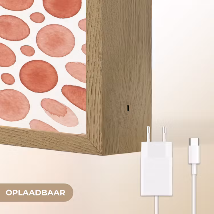 Patroon - Cirkels - Abstract - Modern - Rood Light Box met batterij (Wandlamp) middel -USP_websiteoplaadbaarNL