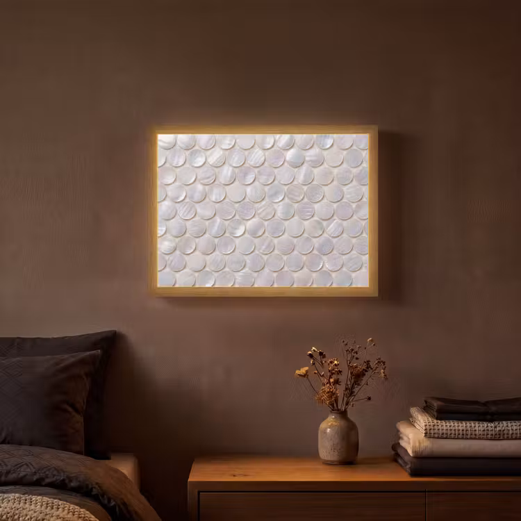 Patroon - Cirkels - Abstract - Modern - Wit Light Box met batterij (Wandlamp) middel -sfeer4
