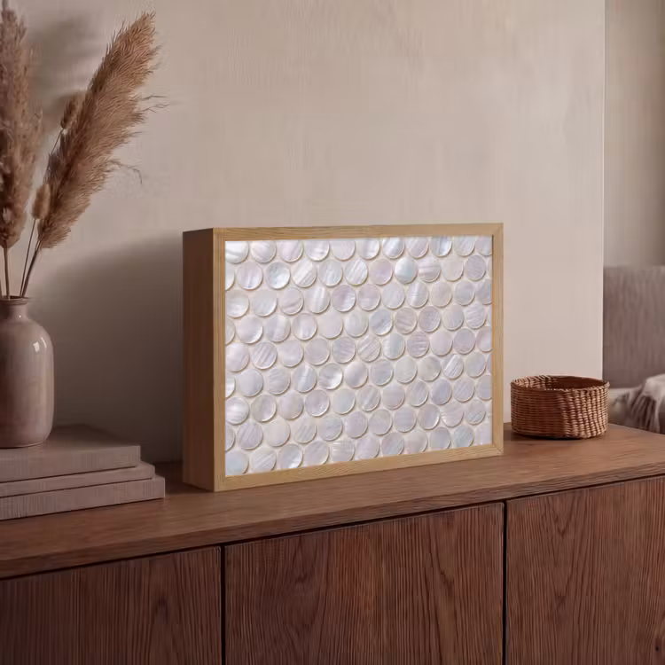 Patroon - Cirkels - Abstract - Modern - Wit Light Box met batterij (Wandlamp) middel -sfeer2