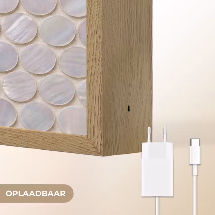 Patroon - Cirkels - Abstract - Modern - Wit Light Box met batterij (Wandlamp) middel -USP_websiteoplaadbaarNL