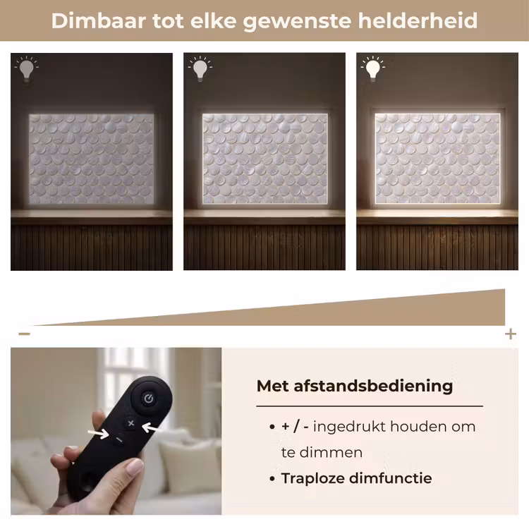 Patroon - Cirkels - Abstract - Modern - Wit Light Box met batterij (Wandlamp) middel -USP_dimbaarNL