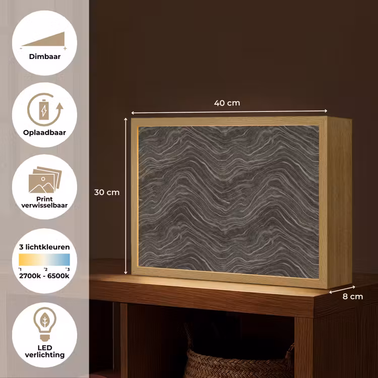 Patroon - Contrast - Antraciet Light Box met batterij (Wandlamp) middel 907 -USP_websiteoverzichtNL