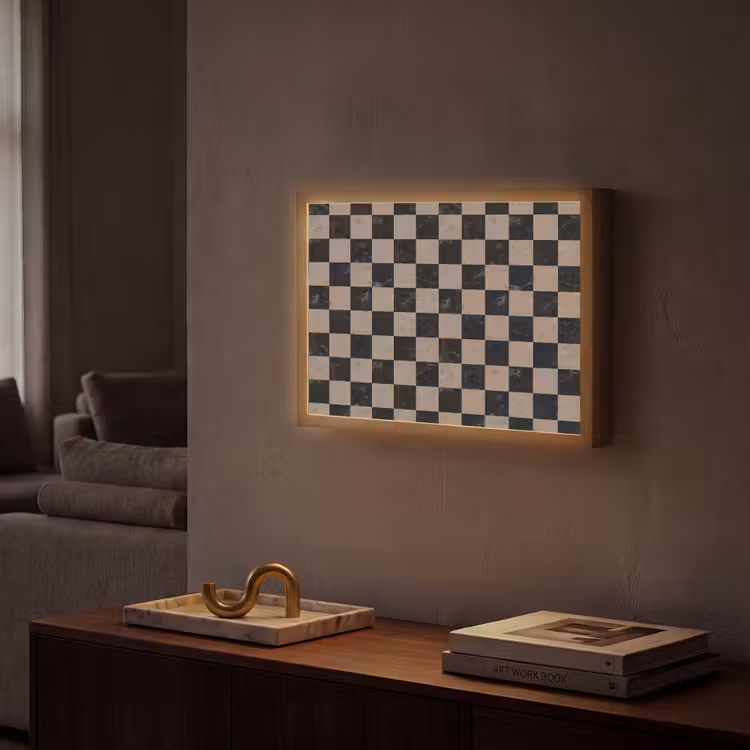 Patroon - Dambord - Marmer Light Box met batterij (Wandlamp) middel 907 -sfeer1