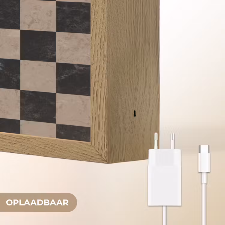 Patroon - Dambord - Marmer Light Box met batterij (Wandlamp) middel 907 -USP_websiteoplaadbaarNL