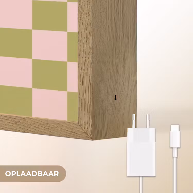Patroon - Geblokt - Olijfgroen - Amore Light Box met batterij (Wandlamp) middel -USP_websiteoplaadbaarNL