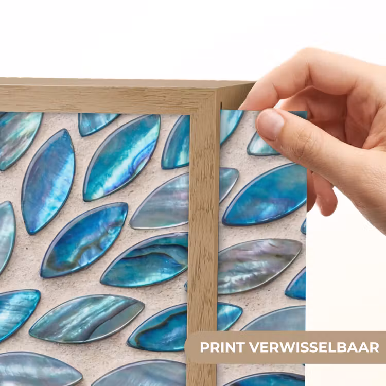 Patroon - Glans - Abstract - Blauw - Decoratie Light Box met batterij (Wandlamp) middel -USP_websiteprintNL