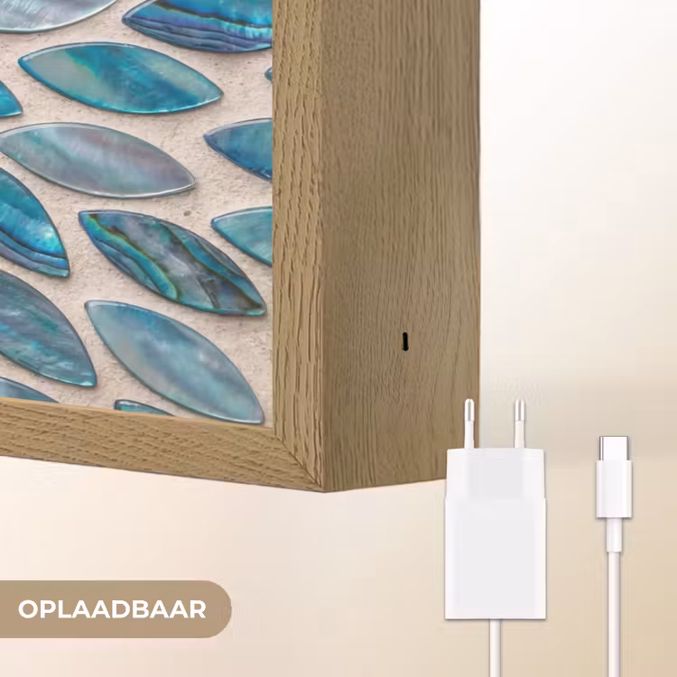 Patroon - Glans - Abstract - Blauw - Decoratie Light Box met batterij (Wandlamp) middel -USP_websiteoplaadbaarNL