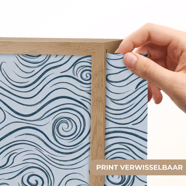 Patroon - Golven - Abstract - Modern - Blauw Light Box met batterij (Wandlamp) middel -USP_websiteprintNL