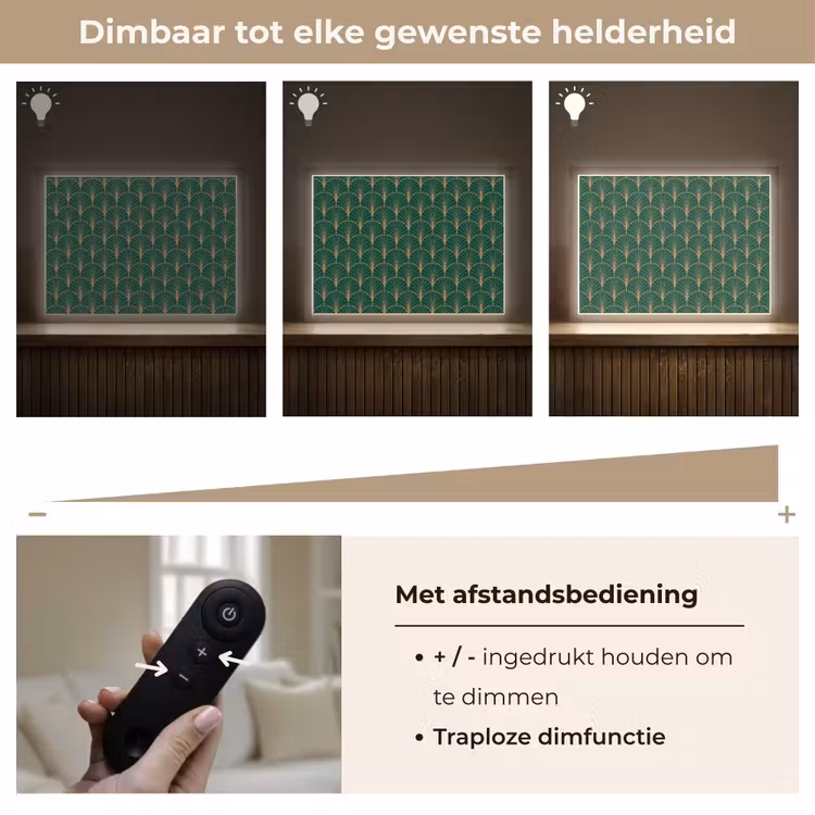 Patroon - Groen - Goud - Symmetrisch Light Box met batterij (Wandlamp) middel 907 -USP_dimbaarNL
