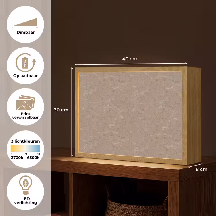 Patroon - Kalksteen - Beige Light Box met batterij (Wandlamp) middel 907 -USP_websiteoverzichtNL