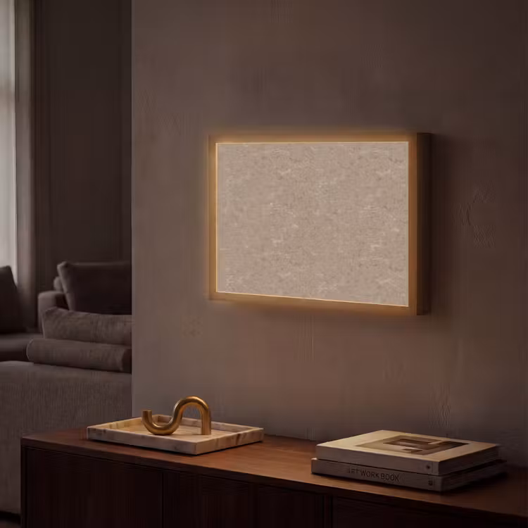 Patroon - Kalksteen - Beige Light Box met batterij (Wandlamp) middel 907 -sfeer1