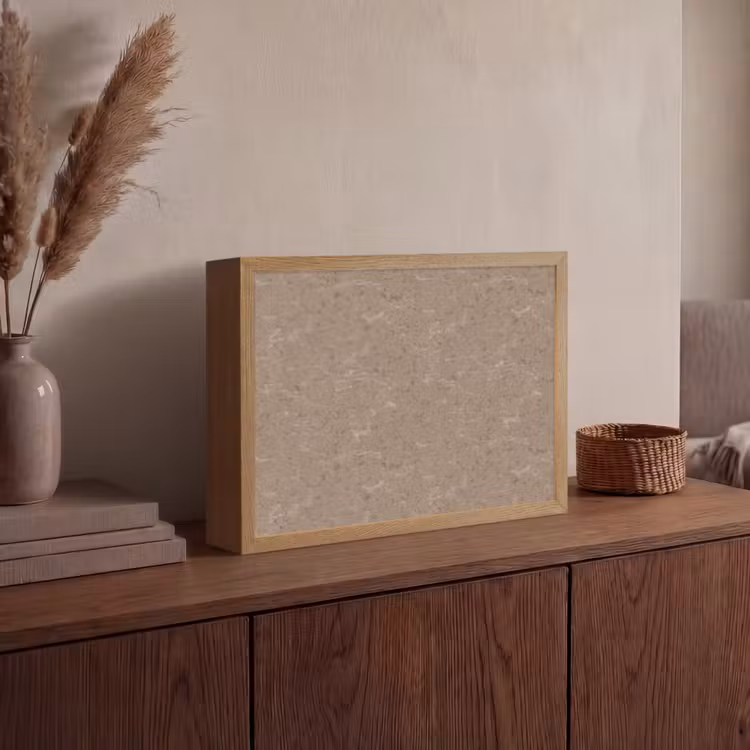 Patroon - Kalksteen - Beige Light Box met batterij (Wandlamp) middel 907 -sfeer2