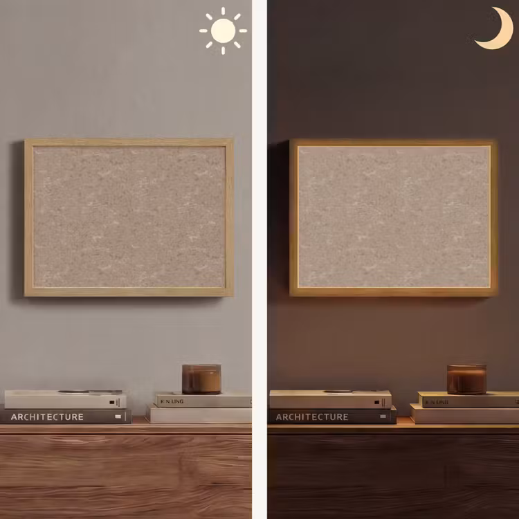 Patroon - Kalksteen - Beige Light Box met batterij (Wandlamp) middel 907 -sfeer3